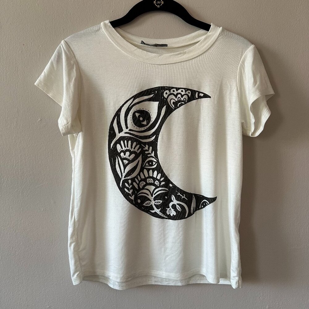 Don't Ask Why White Graphic Moon T-Shirt – Boho Celestial Print Tee